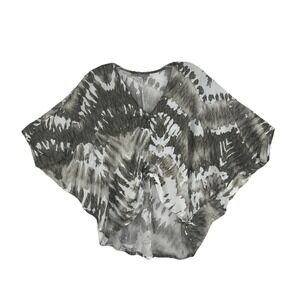 BRYN WALKER Oversized Bat Wing Boho Lagenlook Ruched Cotton‎ Blouse Top Sz Small